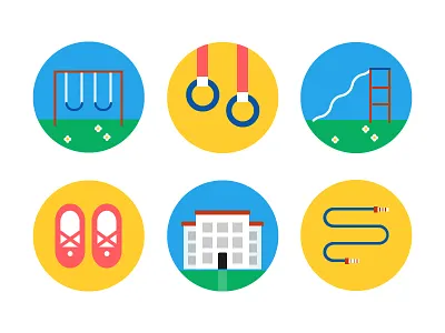 Pogo Rides children colourful gymnastics icons illustration kids rides rope school skipping slide