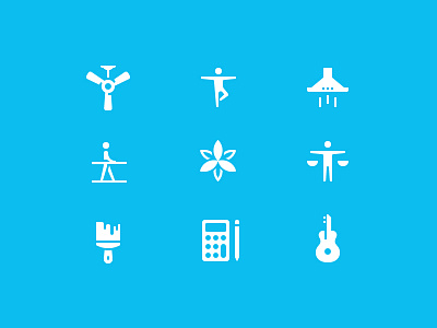 Thumbtack icons accounting fitness guitar icons kitchen man music people person pilates vector yoga