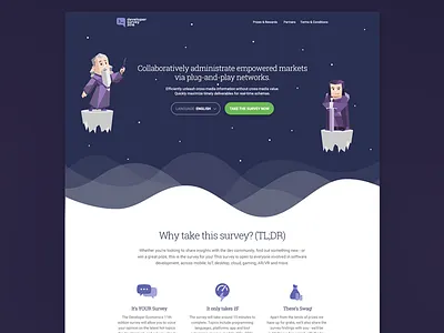 Survey Landing Page (wip) avatar developer flat graph cta icons landing page survey website