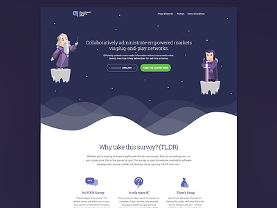 Survey Landing Page (wip) avatar developer flat graph cta icons landing page survey website