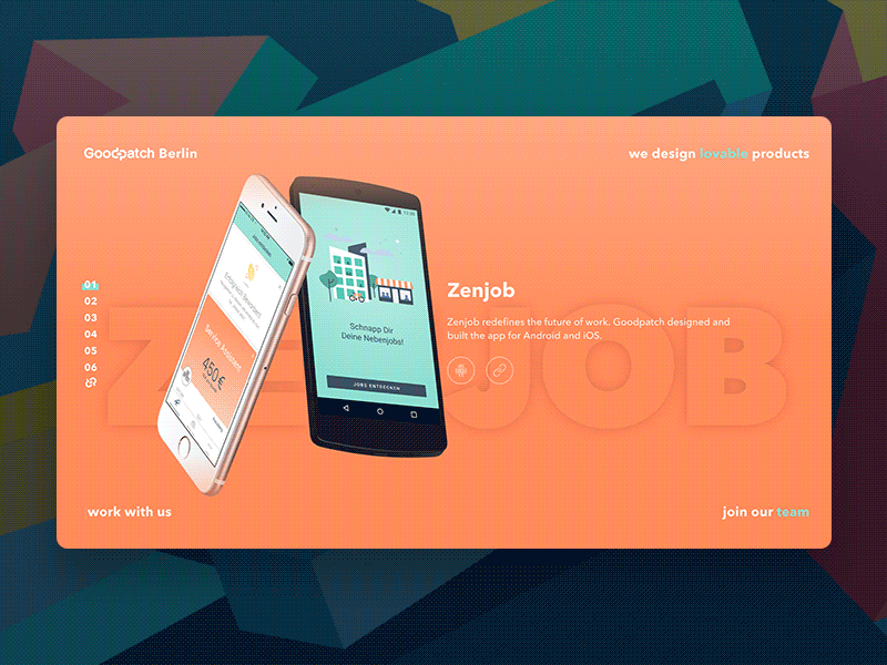 New Portfolio Website animation app berlin colorful development goodpatch mockup portfolio studio typo ui web