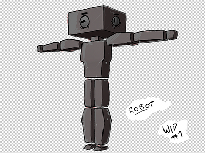 Robot WIP illustration photoshop t pose wip