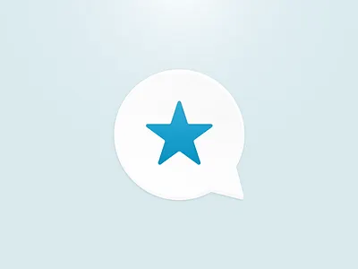 Review icon blue bubble chat comment icon reputation reveiws review star white