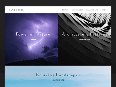 Essential blog elegant minimalist simple travel ui ux web design