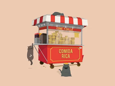 Kitty food cat food lima perú street truck vector