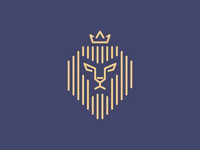 Lion King clean crown icon king line lion logo logotype outline
