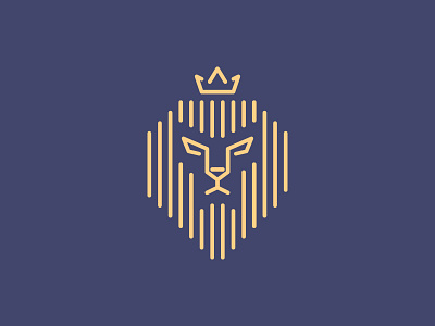 Lion King clean crown icon king line lion logo logotype outline