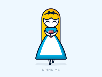 Alice in Wonderland alice alice in wonderland character design drink girl icon illustration outline vector