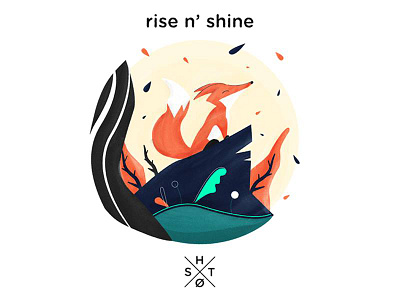 Rise and shine with autumn winds design fox illustration nature texture trees vector
