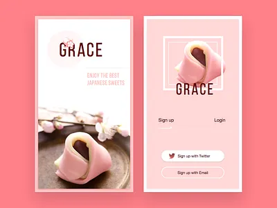 Sweet app interface iphone login mobile pink sweet ui ux wagashi white