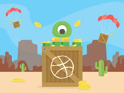 Lucky Club! canyon dribbble flat design illustration monster vector web design