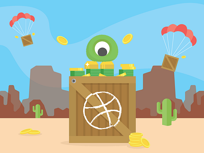 Lucky Club! canyon dribbble flat design illustration monster vector web design