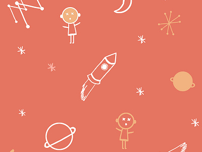 Space pattern child moon orange pattern space star