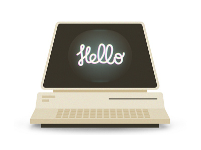 Hello computer ibm machine retro screen technology vintage