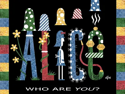 Alice caterpillar fairy tale hookah illustration lewis carroll mushrooms wonderland