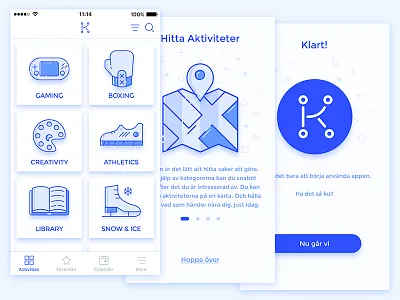 Onboarding and Category screens for event finder app activity app branding category eventfinder icon kulimalmö logo malmö onboarding rebranding sweden