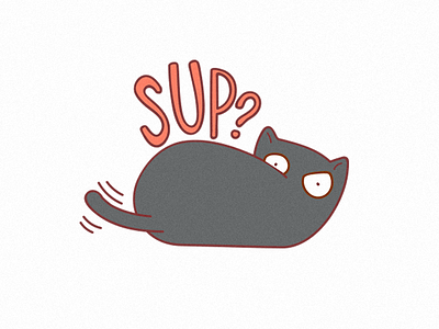 Sup? cat fun slang sticker vector