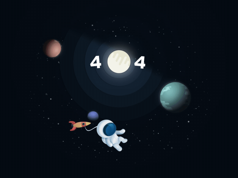 Error 404 page 404 cosmonaut error error 404 flat space moon planet rocket space