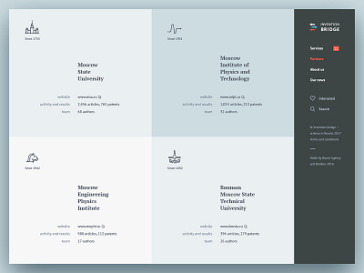 Web, part 9 — “Invention bridge” education icon journal minimal outline partners science tile university web