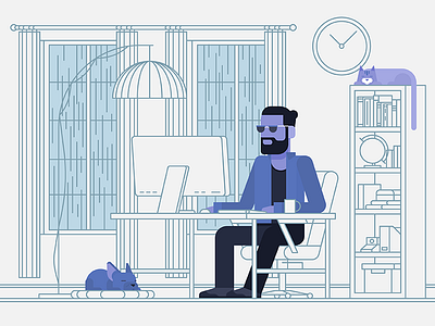 First Rain coffee design home illustration office work