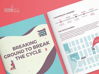 Cocoon House brochure cocoon design homelessness housing illustration pastel print report