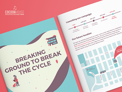 Cocoon House brochure cocoon design homelessness housing illustration pastel print report