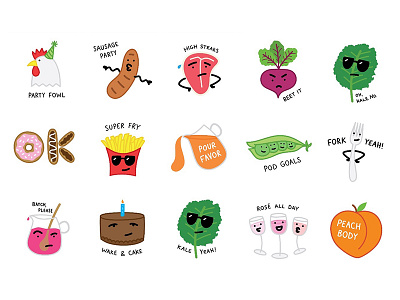 i made an iMessage sticker pack! cartoon comics drawings food illustration illustrator imessage ios line art puns stickers tasting table