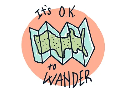 It's Ok to Wander 2d drawing hand type illustration map moo topographic typography usa wander wanderlust