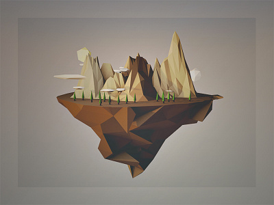 H\\GH PØLY 3d 4d c4d floating island low poly poly render segments