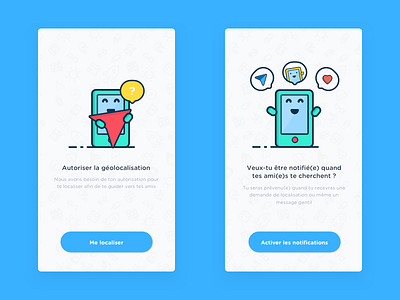 Notification screens app application authorization cute geolocation gps illustration mobile navigation notification permission screen