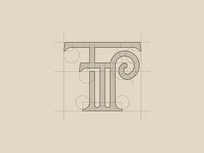 TTP — Construction of monogram construction grid logo monogram paper wip work in progress