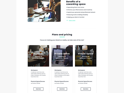 Plans clean coworking design flat footer header layout ui ux web