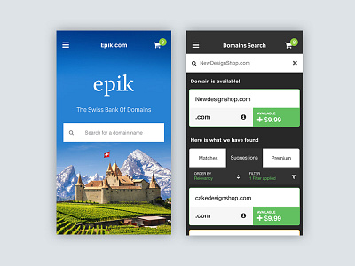 Domain Search app blue dark domains iphone layout mobile simple