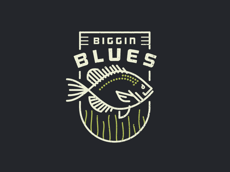 Biggin Blues badge design fish fishing icon illustration simple