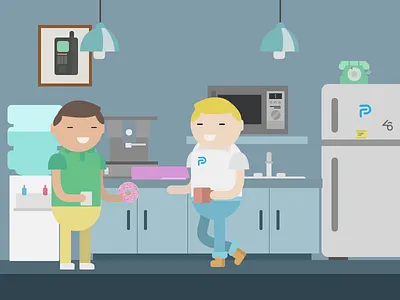 At The Office blue coffee donut illustration office phone vector watercooler