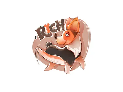 Rich color dog doggy funny happy illustrator rich