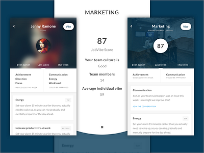 Workplace Culture App - Other concepts app cards cta graph ios sketch