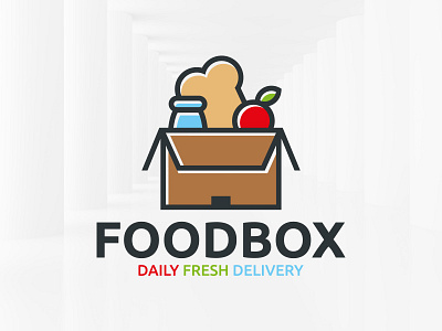 Food Box Logo (for sale) apple box bread food logo milk sale vector