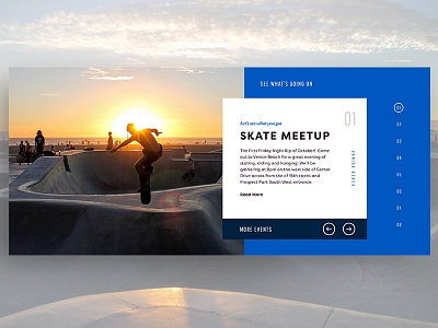 Event Slider | UI 829 studios brittonstipetic cool design skate skateboard skateboarding ui web