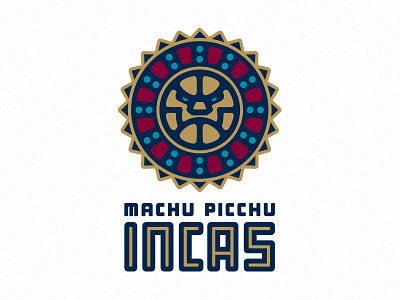 Machu Picchu Incas basketball carving face fantasy logo machu picchu medallion peru sports sun wfbl