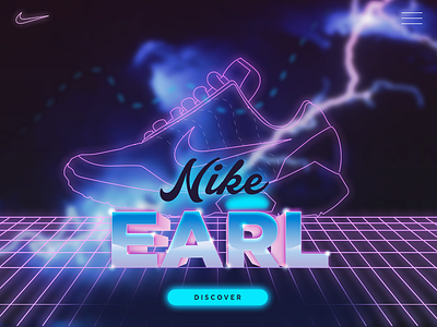 Daily UI - 80's Inspired Homepage 80s concept future glow homepage neon nike sneakers splashapge typography