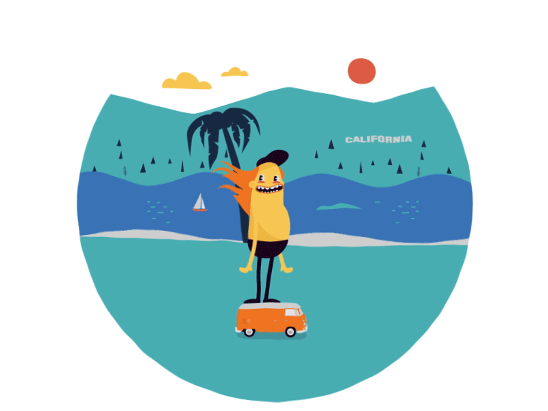 States GIF 50 - California! california happy kickflip los angeles skate skateboard states stoked summer sun sunshine volkswagen bus