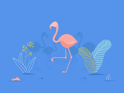 Flamingo animal bird blue flamingo flora flower ground leaf pink