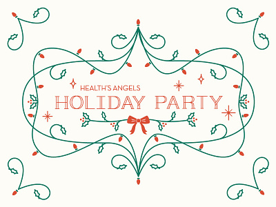 Holiday Party Invite bow christmas christmas lights holiday holly lights party red and green