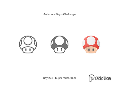 Icon Challenge Day 38 Super Mushroom flat game glyph icon line mario material mushroom retro solid super