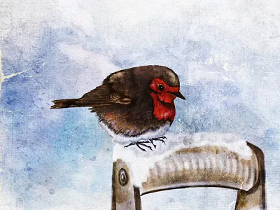 Robin In The Snow christmas digital art digital illustration robin snow winter xmas
