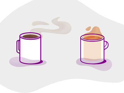 Coffee and tea blobs bright coffee illustration line lines minimal pastel tea