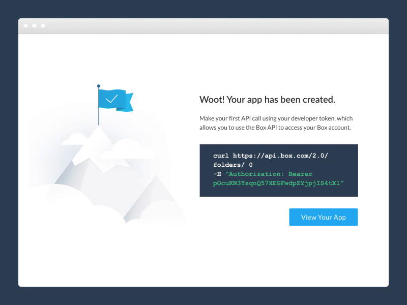 Box Developers - App Success Screen animation api app box code developer developers gif illustration mountain success ui