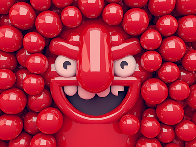 Ball Pit 3d illustration ball pit c4d character cinema 4d dlgnce illustration red rendering shiny stuart wade