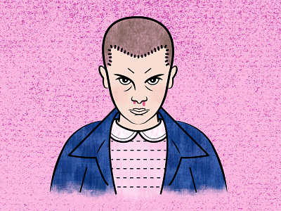 Eleven 80s eleven female illustration illustrator millie bobby brown netflix photoshop stranger things texture vector